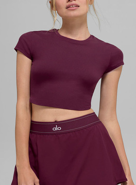 alo美国 Alosoft Crop Finesse经典基础短款上衣T恤 休闲运动短袖