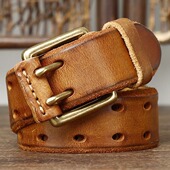 3.8复古潮流个性 双针扣皮带真皮水洗植鞣头层牛皮男新款 腰带手缝