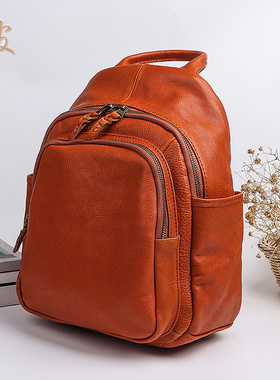 血亏199清货 植鞣头层牛皮手工包实用双肩包大容量真皮背包树膏皮