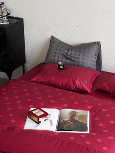 大红色提花床单被套新婚床上用品 高端婚庆60支奥地利天丝四件套
