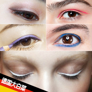 包邮英国makeup revolution少女彩妆彩色防水眼线笔 黑紫桔