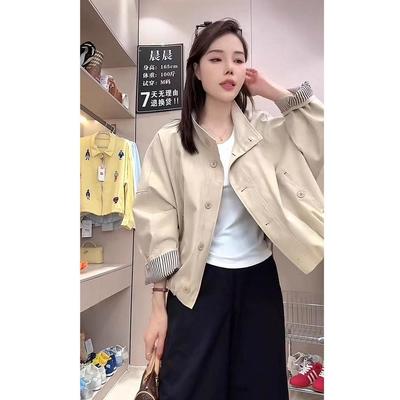 园园美衣高级感韩系立领撞色工外套女25秋新款休闲时尚流行短款夹