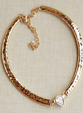 欧美夸张个性金银两色凹凸亮钻项圈项链choker时尚ins潮流镀金