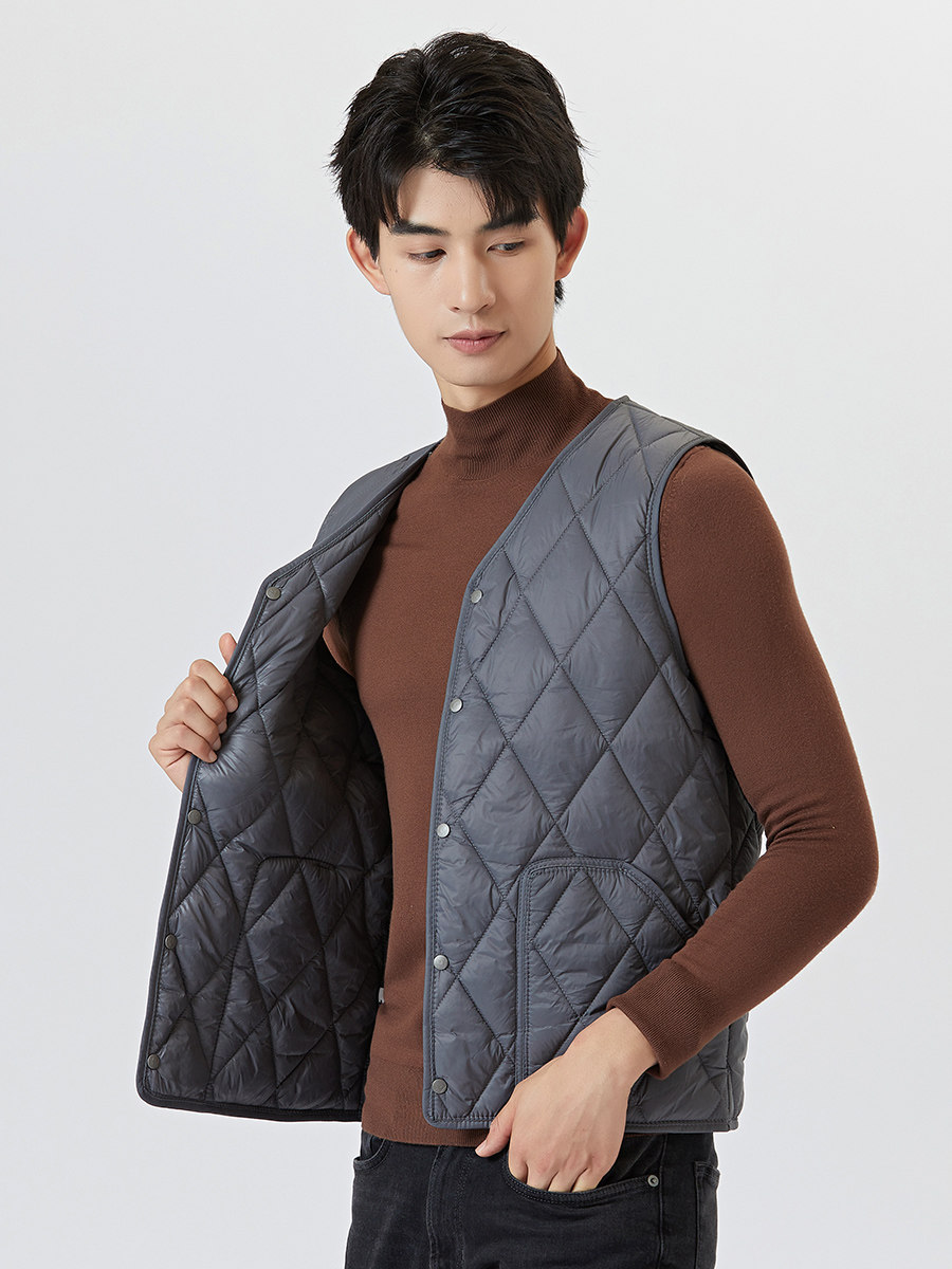 다운 코튼 조끼 남성 플러스 벨벳 두꺼운 보온 조끼 짧은 중년 및 노인 양복 조끼 바닥 셔츠면 재킷 슬림 내부 라이너