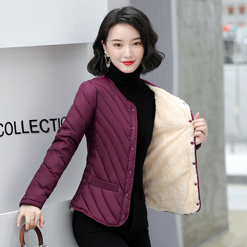 2024羽绒棉服女加绒加厚韩版轻薄年秋冬棉袄加大码中老年棉衣内胆