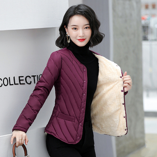 2024羽绒棉服女加绒加厚韩版轻薄年秋冬棉袄加大码中老年棉衣内胆