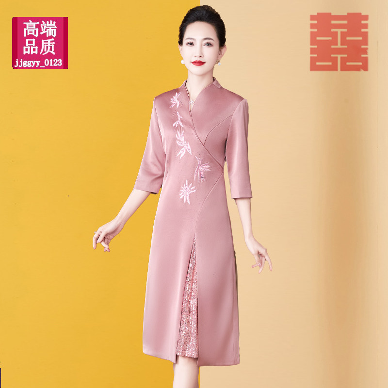 高端喜婆婆婚宴装婚礼妈妈礼服高贵年轻参加结婚母亲连衣裙订婚