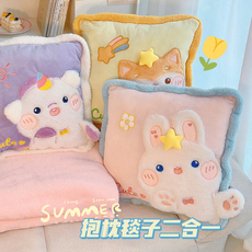 подушки-одеяла 抱枕毯子二合一被子两用毛毯车用办公室车载枕头午睡靠枕冬天加厚