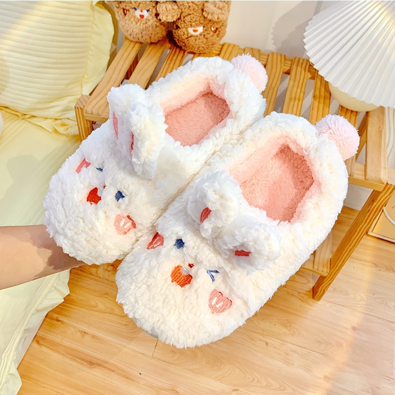 小兔子棉拖鞋女可爱加绒棉拖毛绒全包跟可外穿家居毛毛鞋保暖冬天