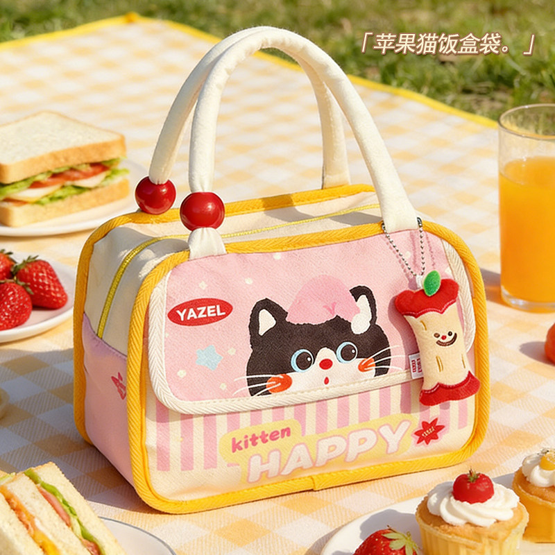 甜心小猫保温铝箔饭盒袋！大容量手提便当包上班族学生带饭餐包