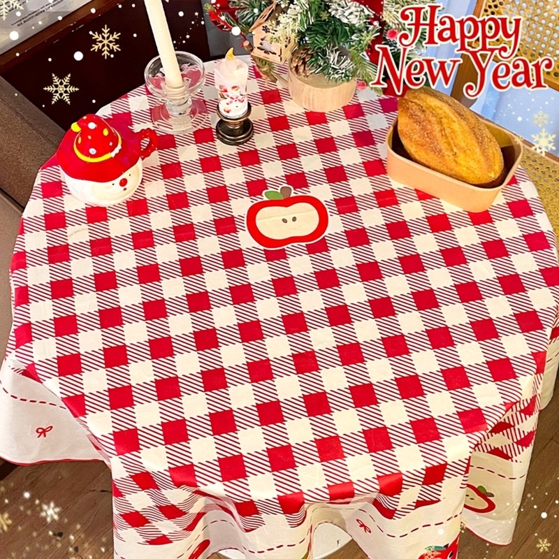 新年桌布2026年红色格子氛围装饰布置茶几防水防油餐桌轻奢高级感,居家布艺,桌布,淘宝优惠券,粉丝福利购,淘宝优惠卷
