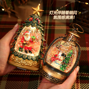 手提圣诞装饰灯儿童可爱圣诞老人摆件氛围室外布置拍照道具小夜灯