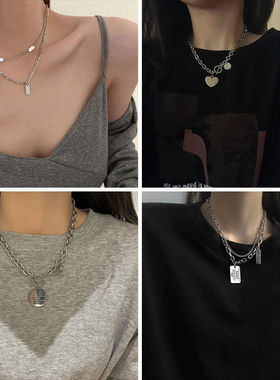短袖项链配饰女夏季装饰2023新款爆款钛钢不掉色搭配t恤的锁骨链