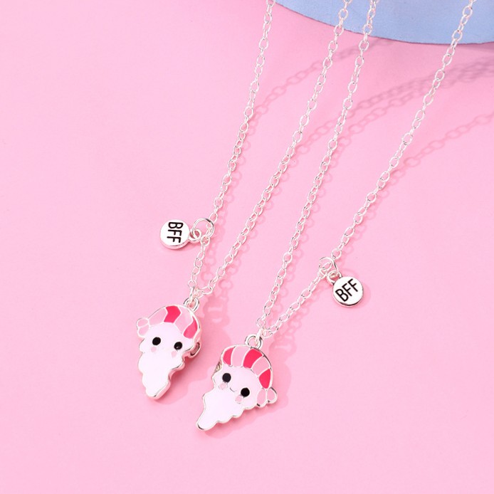 闺蜜项链女二人款学生姐妹可爱磁吸一对好朋友信物高颜值三人吊坠