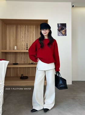 ［T台］T-PLATFORM 2025冬款厚绒假两件设计感可拆卸屁帘裤83396