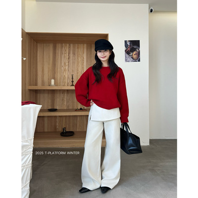 ［T台］T-PLATFORM 2025冬款厚绒假两件设计感可拆卸屁帘裤83396