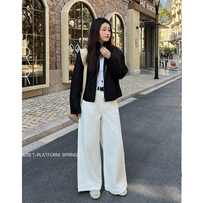 ［T台］T-PLATFORM 2026春季新款穿搭牛仔裤小个子百搭奶奶裤1608