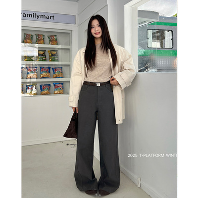 ［T台］T-PLATFORM广州十三行冬季爆款厚绒显瘦不臃肿休闲裤83299