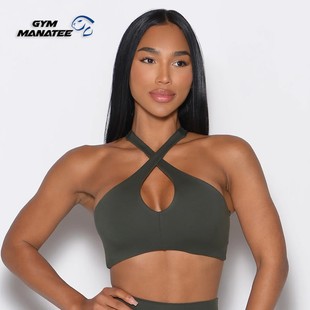 代购BOMBSHELL女CROSS OVER HALTER BRA交叉瑜伽健身运动文胸