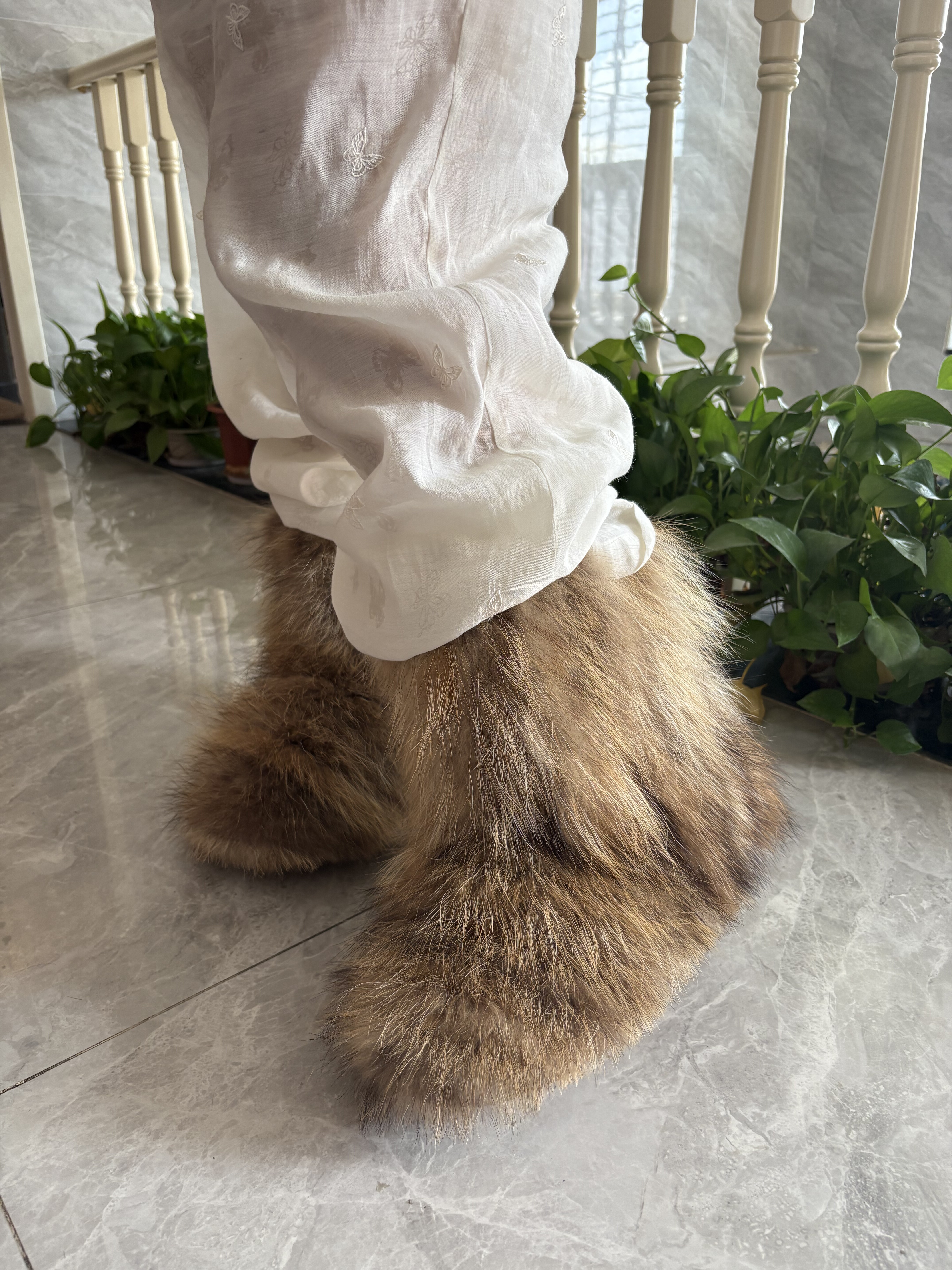 新款貉子毛皮毛真皮5厘米厚底中筒保暖皮草靴毛毛靴雪地靴女鞋