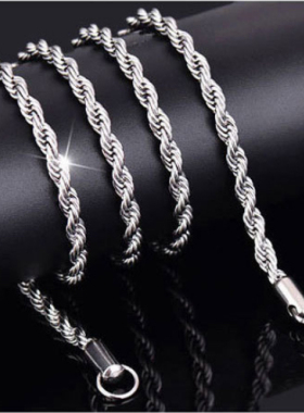 时尚男士嘻哈金属个性龙骨项坠颈链不锈钢麻花链项链饰品