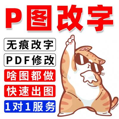 专业P图改字修图无痕改数字去水印ps图片处理改pdf文字婚纱照精修