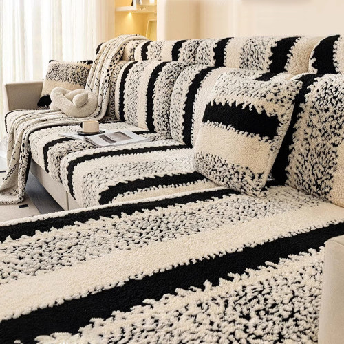 格子舒棉绒防尘防滑弹力沙发套罩秋冬新款耐用不起球沙发笠全盖巾