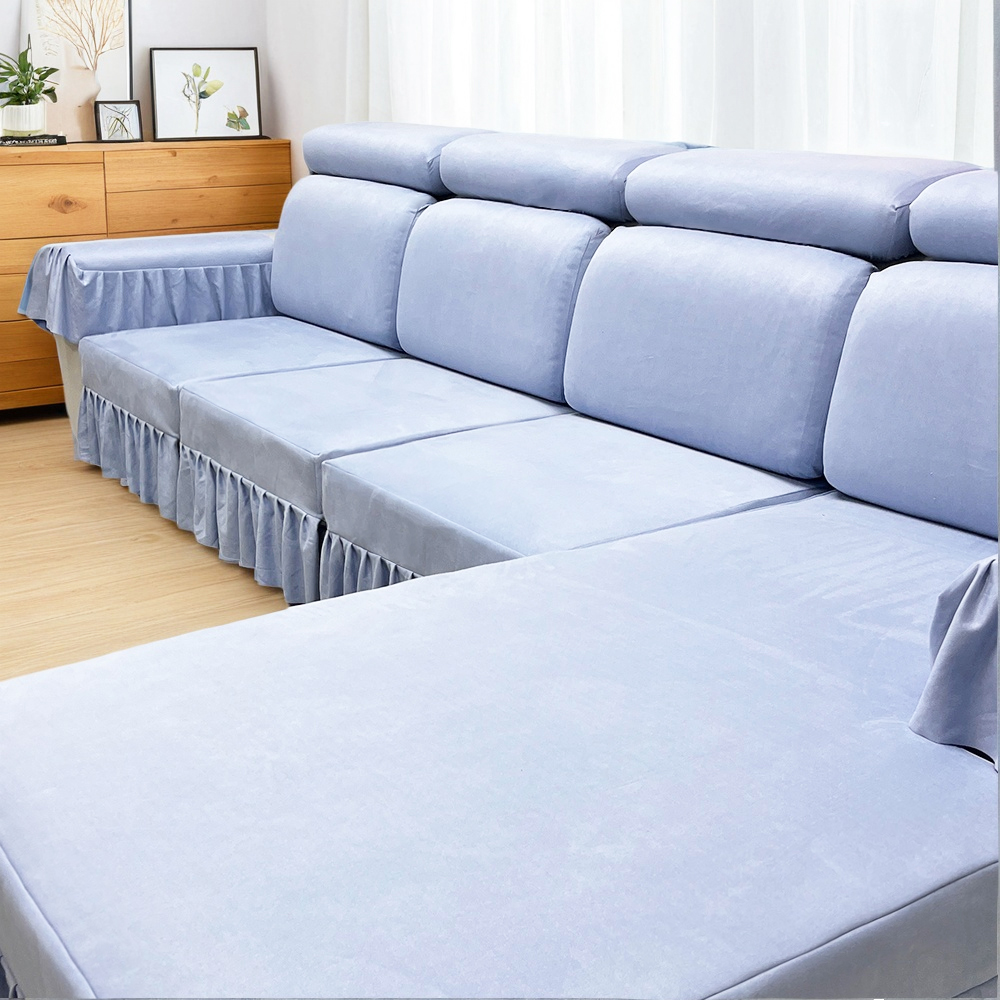 麂皮绒定做沙发笠四季通用沙发垫子防滑裙摆沙发套罩沙发垫jprqb