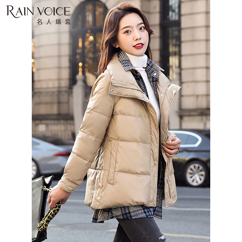 名人瑞裳2021新款羽绒服女休闲时尚短款外套厚大口袋挡风保暖冬装