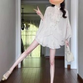 文艺复古中国风改良版 盘扣倒大袖 衬衫 新中式 上衣半身裙两件套夏季