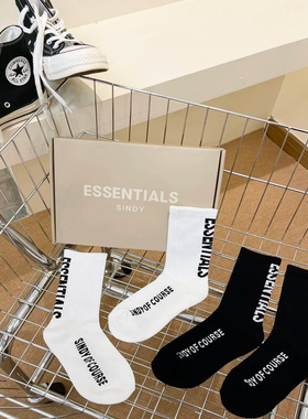 外贸ESSENTIALS冬季礼盒装毛巾底休闲字母运动中筒袜ES001