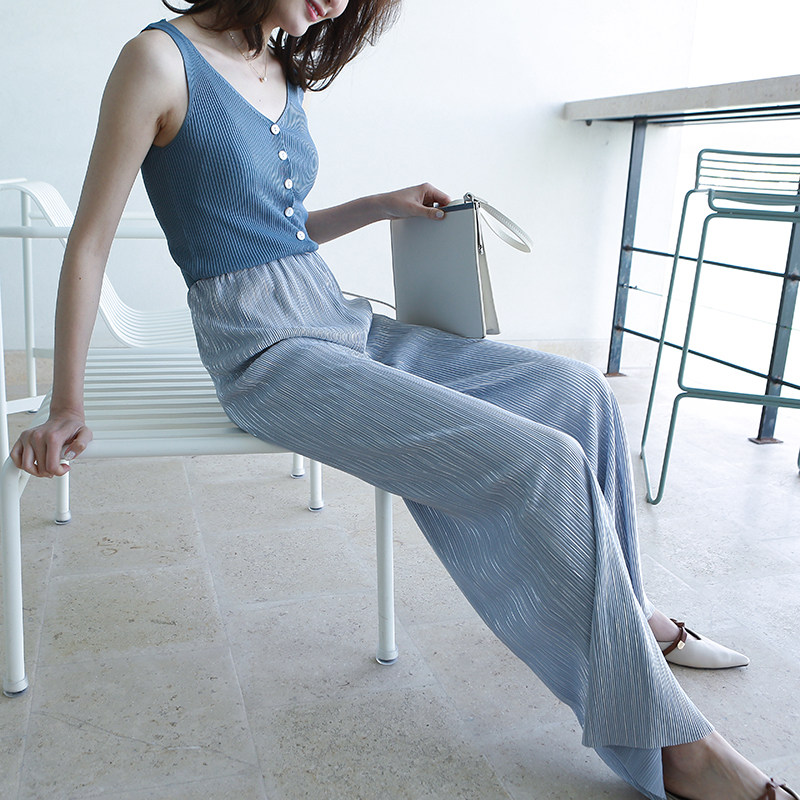百搭款 夏季经典百搭百褶清凉裤高级色大直筒裤女 iw0520|msdalam kategori Butik wanita / wanita, seluar, seluar santai - dari Buy2taobao.com untuk memberikan perkhidmatan ejen Taobao profesional membeli