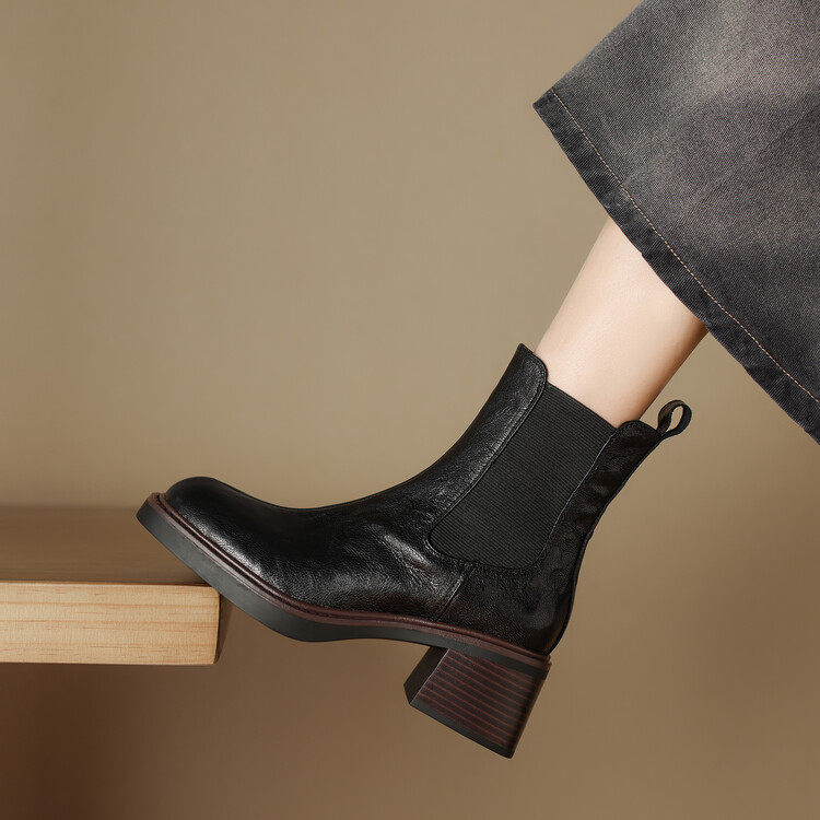 方头粗跟TPR(牛筋）胶粘鞋冬季切尔西靴,女鞋,切尔西靴,淘宝优惠券,粉丝福利购,淘宝优惠卷