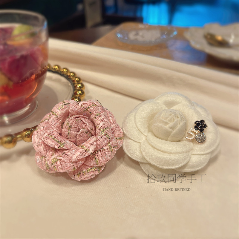 法式手工编织山茶花胸针小香风桃粉春夏穿搭配饰甜美连衣裙胸花女,饰品/流行首饰/时尚饰品新,胸针,淘宝优惠券,粉丝福利购,淘宝优惠卷