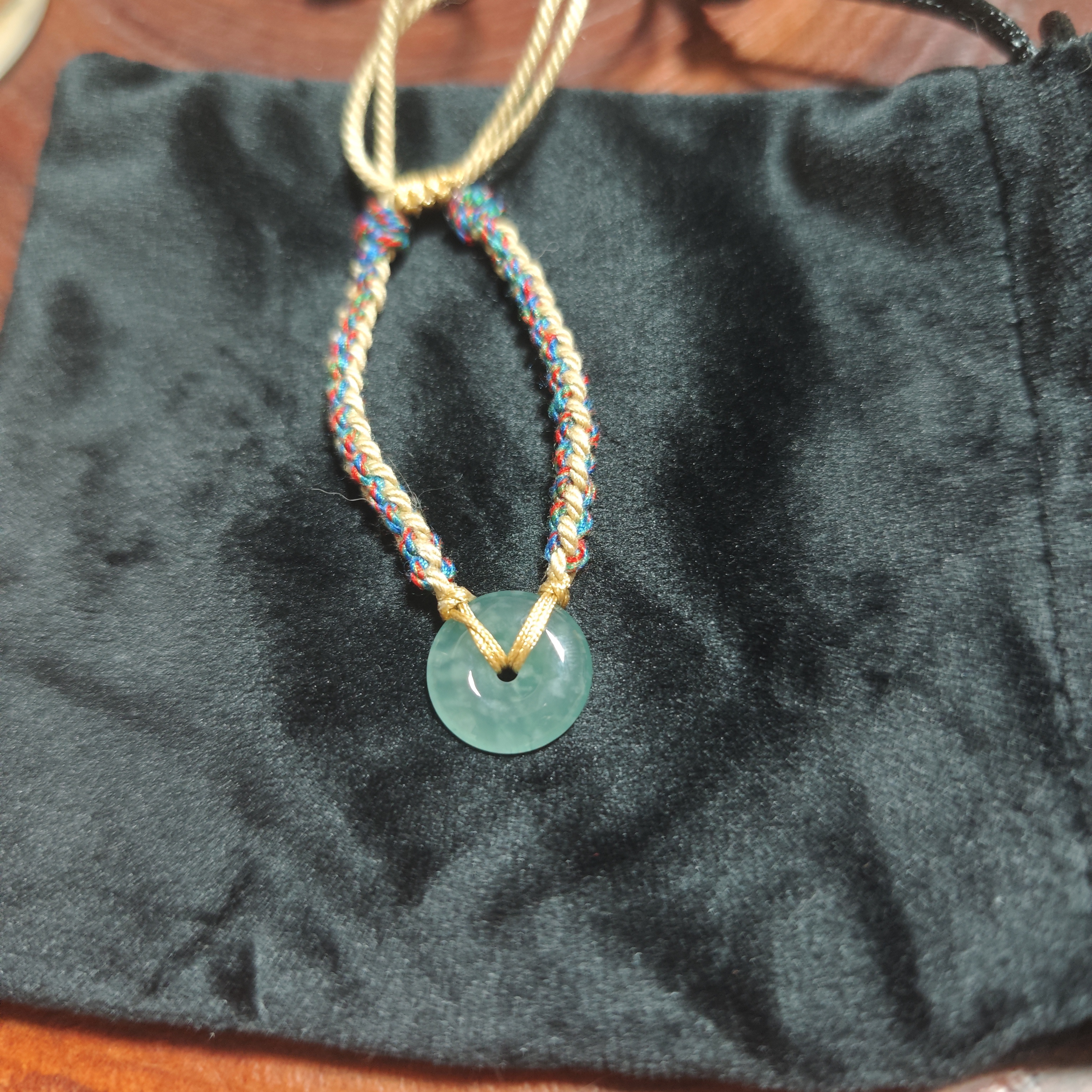 天然缅甸A货翡翠糯冰雪花棉平安扣吊坠挂件