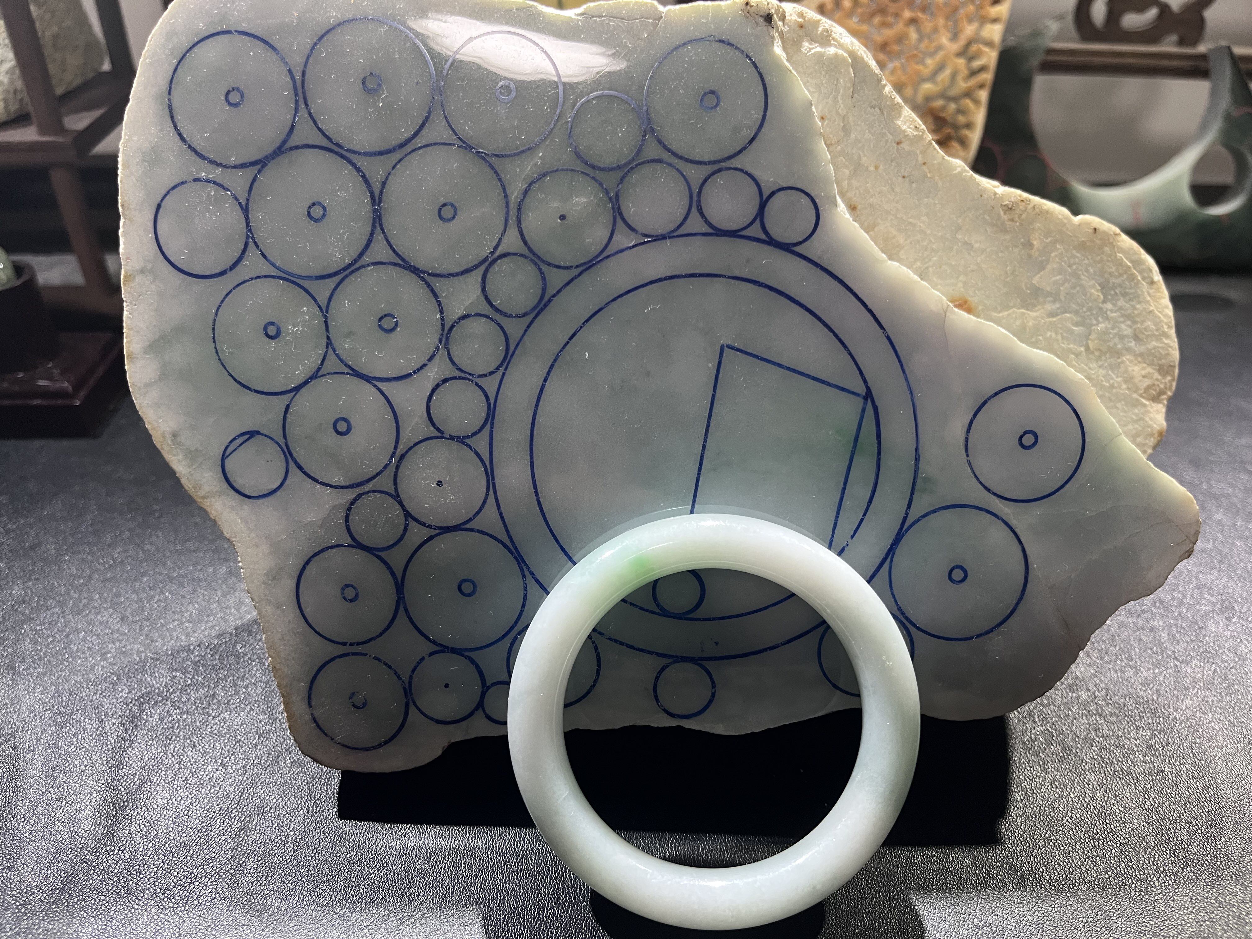 缅A翡翠细糯白底青飘阳绿定制手镯改口原石［定制30天发货］