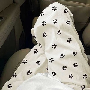白色狗狗脚印休闲裤女可外穿云朵棉夏季新款慵懒风春遛弯阔腿长裤