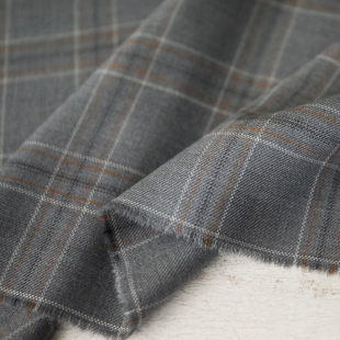 意大利进口薄款灰格调寒灰雅织细腻斜纹高支哔叽精纺纯羊毛面料