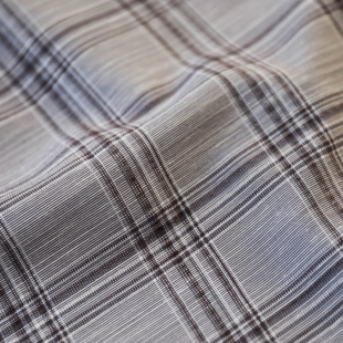 意大利进口薄款复古雅致灰色格纹编织微弹棉麻羊毛混纺布料面料