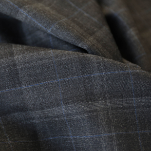 意大利进口薄款灰色威尔士亲王格纹细腻编织精纺羊毛面料西装布料