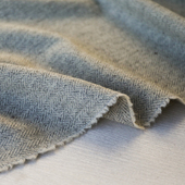 意大利进口薄款 复古浅白灰色交织人字鱼骨纹编织粗纺羊毛面料布料