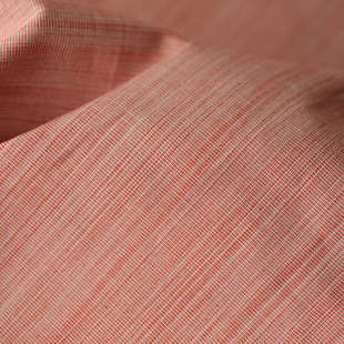 德国进口薄款质朴橙光红白交织阡陌细腻编织亚麻棉混纺布料面料
