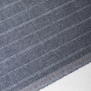 意大利进口温润灰色竖条纹细腻法兰绒双面双色精纺羊毛面料布料