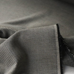 葡萄牙进口黑白犬齿格纹斜纹双面双色混纺精纺面料设计师布料