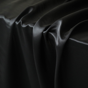 日本进口薄款黑色细腻垂坠三醋酸缎面醋酸面料设计师礼服布料