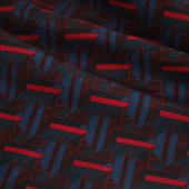 意大利进口薄款 红蓝赤芒绯线棱形几何印花细腻斜纹真丝棉蚕丝面料