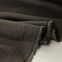 Italian imported thin, dark brownish grey, fine herringbone pattern woven pure linen fabric designer's fabric thumbnail 3