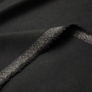 意大利进口薄款黑色细腻高支斜纹法兰绒精纺羊毛面料设计师布料