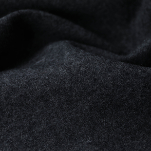 日本进口深黑灰杂色细腻舒适挺阔麦尔登粗花羊毛呢面料设计师布料