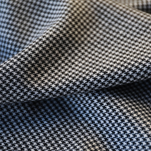 意大利进口薄款黑白犬齿小千鸟格纹细腻编织精纺羊毛面料西装布料